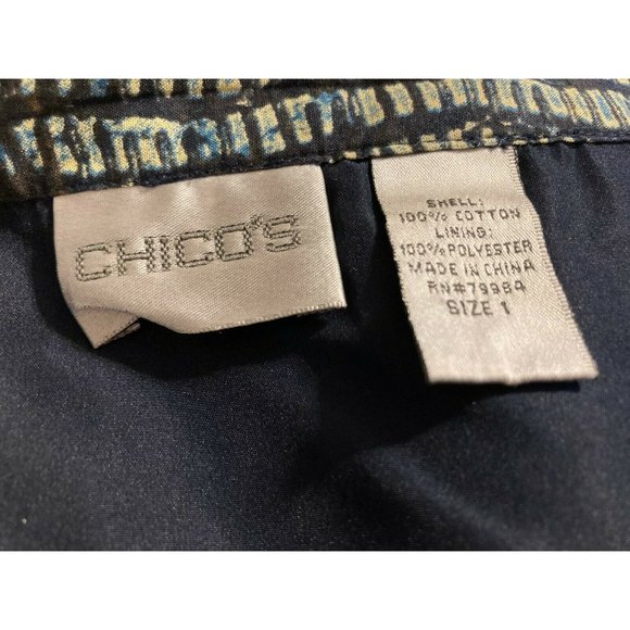 Chicos Long A-Line Skirt Lined Blue Patterned Chicos Size 1 Womens Size M 8 - Picture 5 of 5